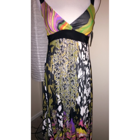 NWT! Nina Piu Sleeveless Colorful Pleated Maxi Dress, V-Neck, Small - Picture 5 of 7